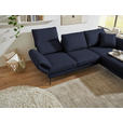 ECKSOFA  in Flachgewebe Blau Armteilverstellung, Relaxfunktion, Drehsitzfunktion  255-365/175-224 cm  - Blau/Schwarz, Design, Textil/Metall (255-365/175-224cm) - Dieter Knoll