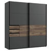 SCHWEBETÜRENSCHRANK in Graphitfarben, Eichefarben  - Eichefarben/Schwarz, Konventionell, Holzwerkstoff/Metall (180/198/65cm) - Modante