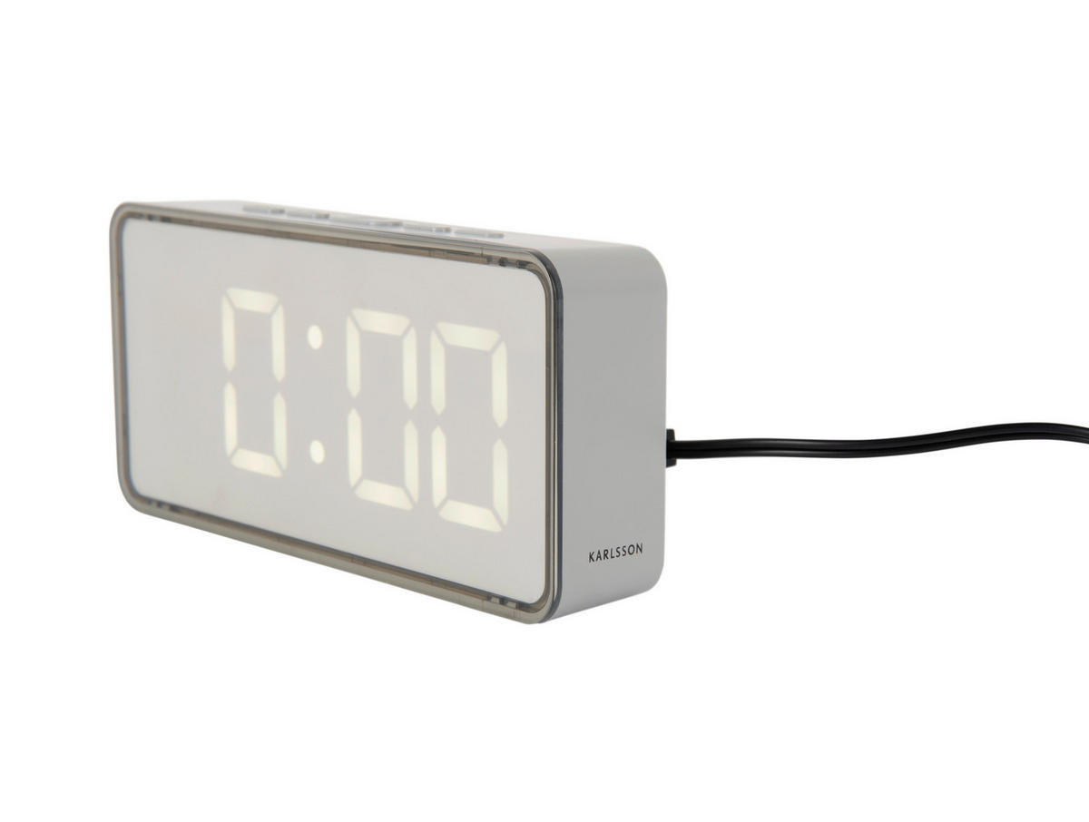 WECKER   - Hellgrau, Basics, Kunststoff (14/3/6,5cm) - Present Time