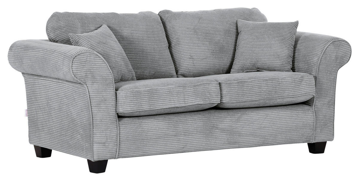 2-SITZER-SOFA in Cord Hellgrau  - Dunkelbraun/Hellgrau, Konventionell, Holz/Textil (190/70/90cm) - home24