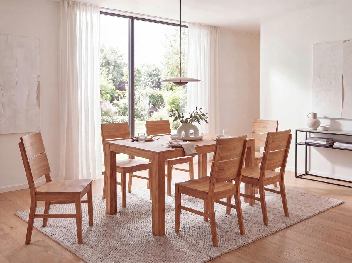 ESSTISCH Echtholz  Holz rechteckig Akaziefarben  - Akaziefarben, Design, Holz (120/76/80cm) - Livetastic