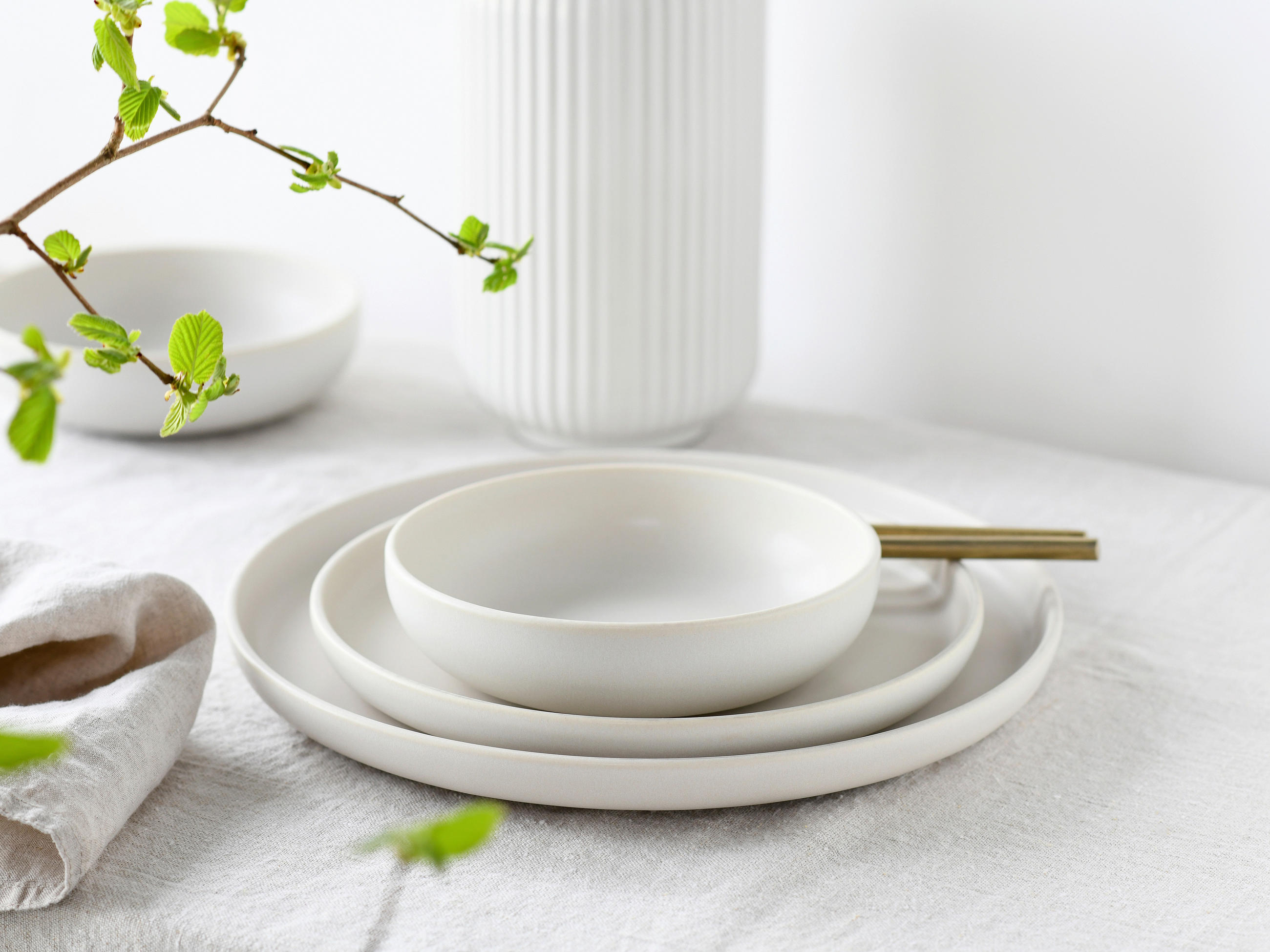 TAFELSERVICE Creme 8-teilig Uno offwhite  - Creme, Basics, Keramik - Creatable