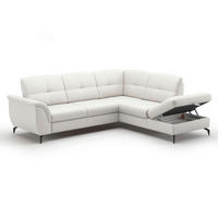 ECKSOFA in Vliesstoff Kombination Echtleder/Stoff Weiss  - Weiss/Schwarz, Modern, Leder/Textil (244/212cm) - Sit & More