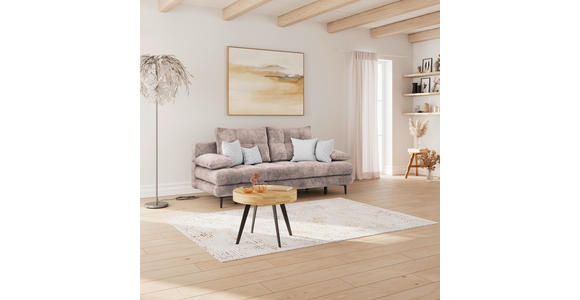 SCHLAFSOFA  mit Liegefunktion, Schlafen auf Sitzhöhe, Rücken echt Chenille Rosa  - Schwarz/Rosa, KONVENTIONELL, Textil/Metall (203/94/96cm) - Carryhome