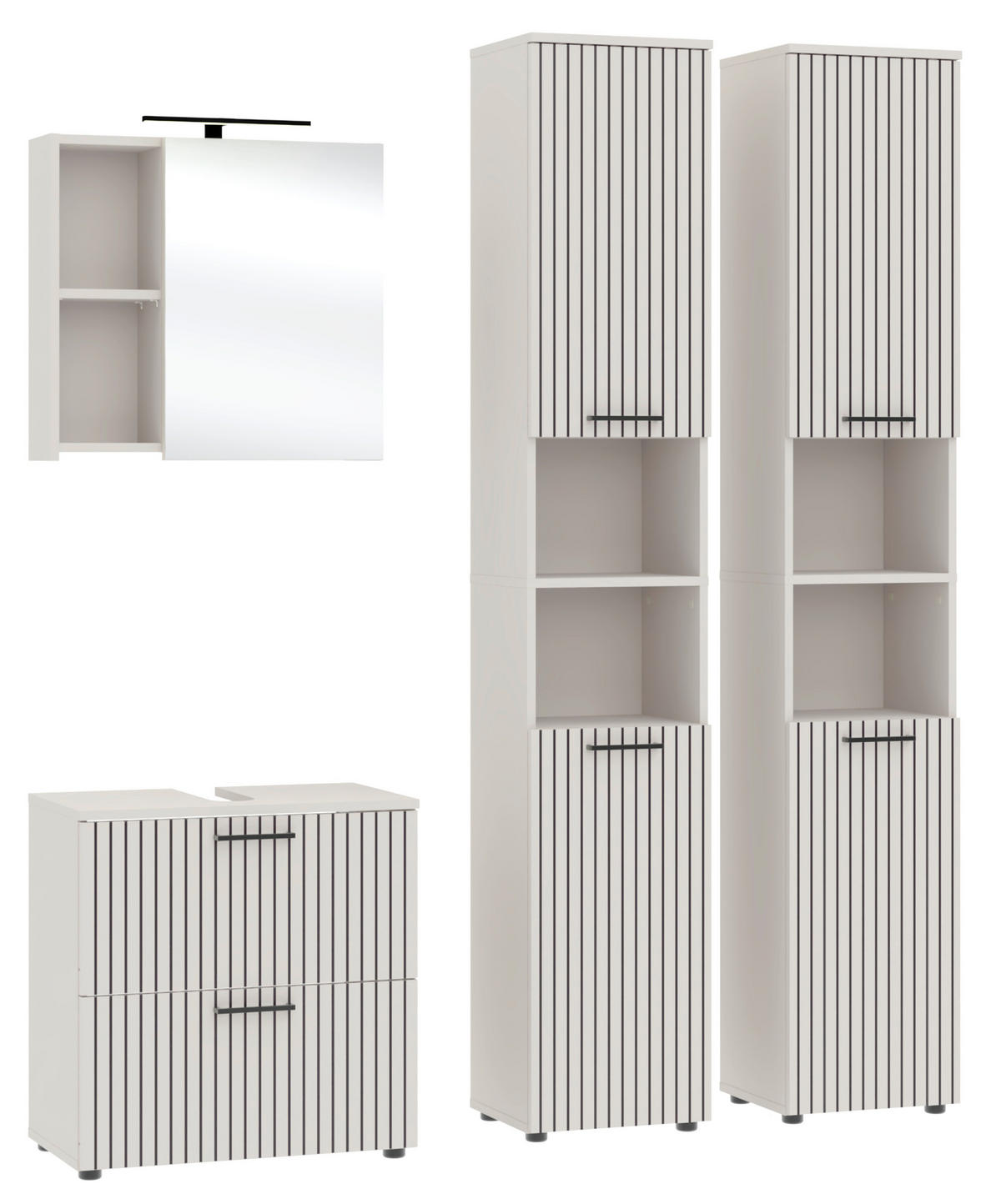 BADEZIMMER 4-teilig  in 160 cm  - Kaschmir/Schwarz, Trend, Glas/Holzwerkstoff (160cm) - Respekta