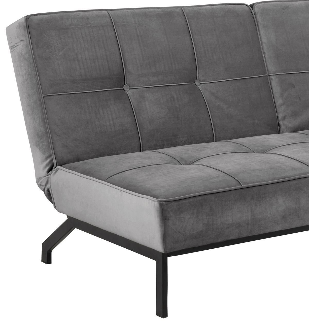 SCHLAFSOFA in Samt Dunkelgrau  - Dunkelgrau/Schwarz, Trend, Textil/Metall (198/87/95cm) - MID.YOU
