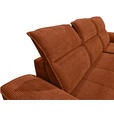 ECKSOFA Rostfarben Cord Rücken echt, Kopfteilverstellung, Sitzvorzug  - Rostfarben/Schwarz, KONVENTIONELL, Textil/Metall (290/196cm) - Carryhome