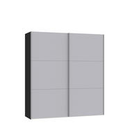 SCHWEBETÜRENSCHRANK 203/220/46 cm 2-türig Schwarz, Hellgrau  - Silberfarben/Hellgrau, Design, Glas/Holzwerkstoff (203/220/46cm) - Jutzler