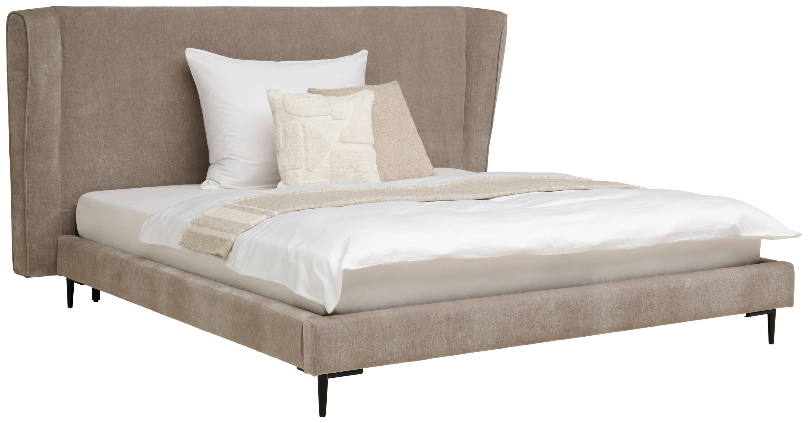 POLSTERBETT 180/200 cm  in Beige  - Beige/Schwarz, Modern, Holz/Textil (180/200cm) - Livetastic