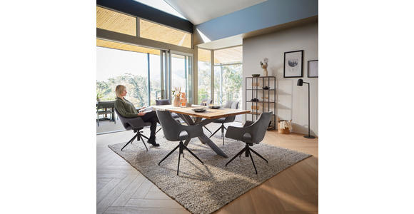 ESSTISCH Eichefarben rechteckig   - Eichefarben/Schwarz, Design, Holz/Metall (200/100/77cm) - Linea Natura