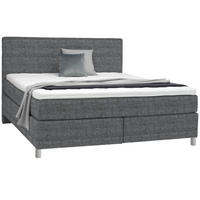 BOXSPRINGBETT 180/200 cm  in Dunkelgrau  - Chromfarben/Dunkelgrau, Konventionell, Kunststoff/Textil (180/200cm) - Voleo