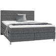 BOXSPRINGBETT 160/200 cm  in Dunkelgrau  - Chromfarben/Dunkelgrau, KONVENTIONELL, Kunststoff/Textil (160/200cm) - Voleo