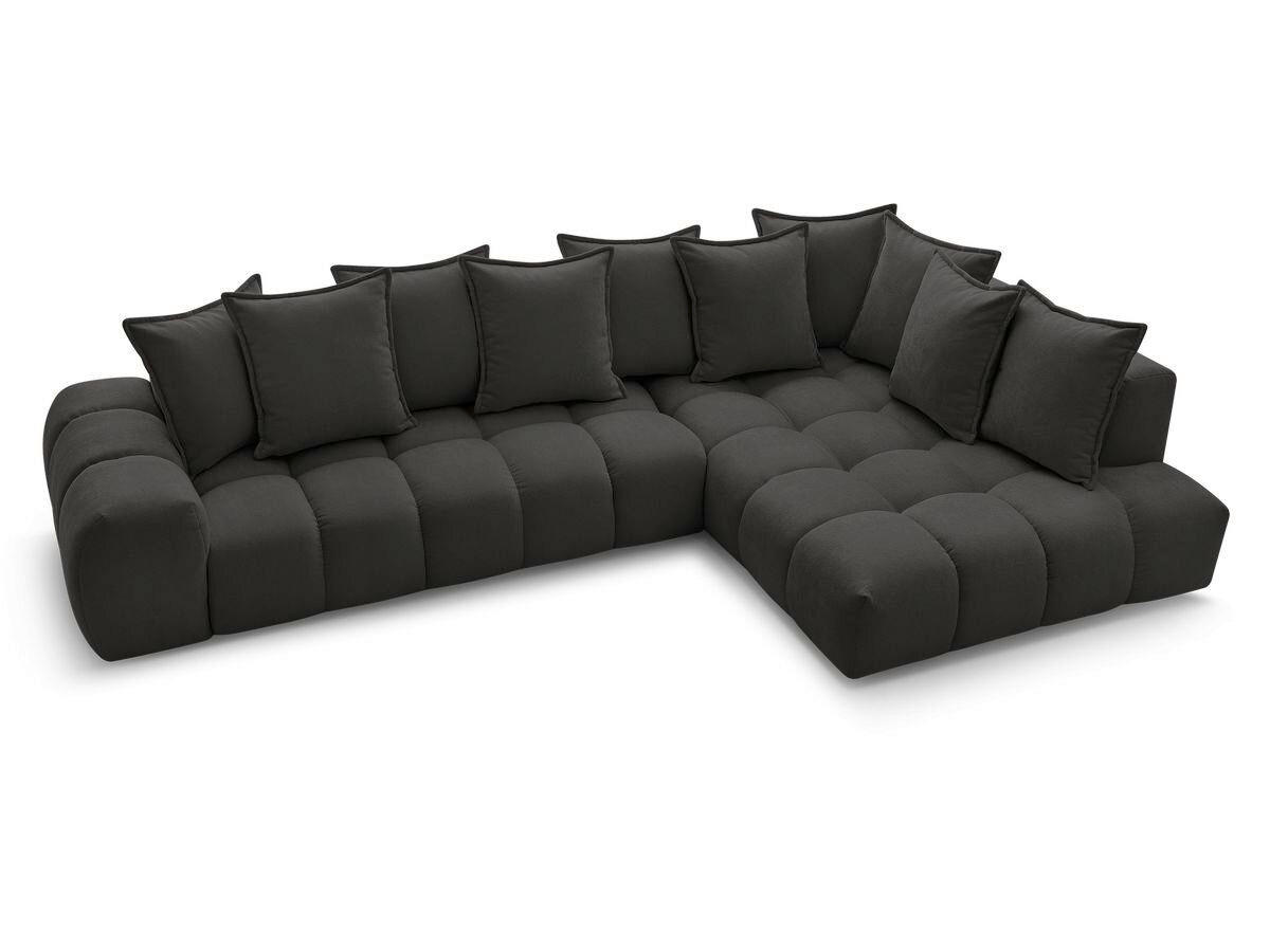 ECKSOFA Ottomane rechts  EVEREST Schwarz Struktur  - Schwarz, MODERN, Kunststoff/Textil (352/210cm) - Livetastic