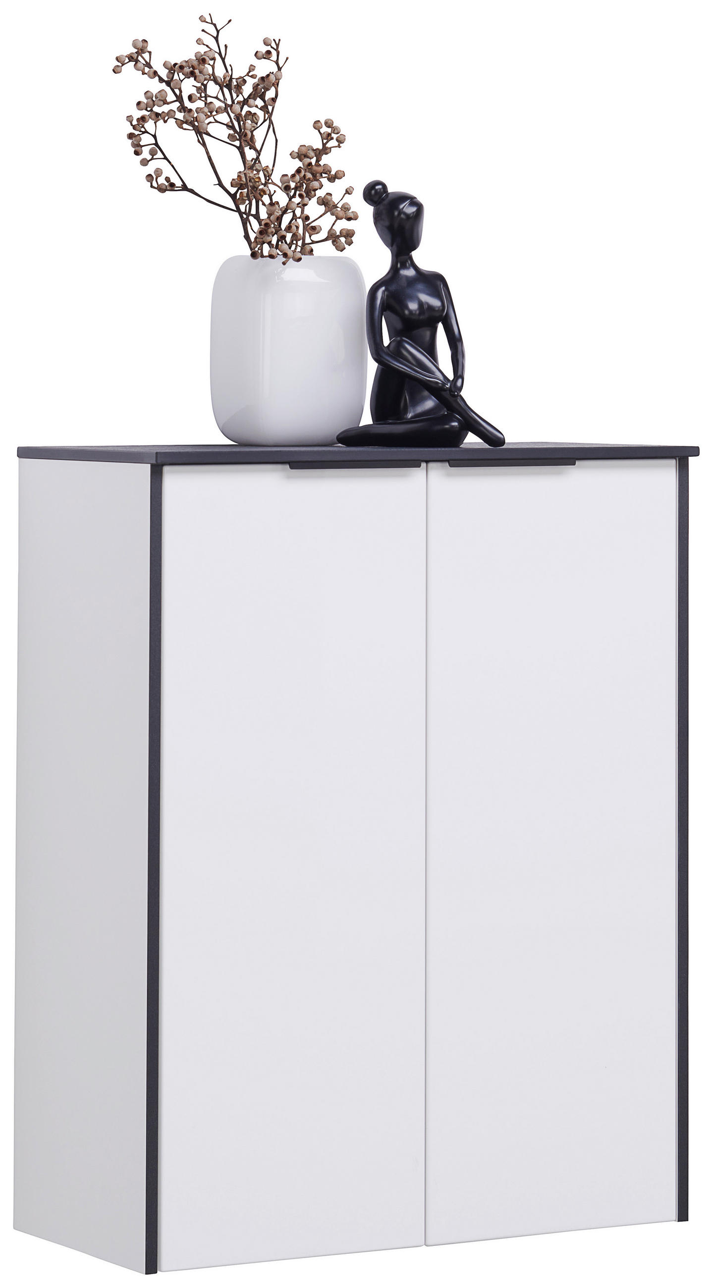 MIDISCHRANK 62,8/82,2/33,5 cm  - Schwarz/Weiß, Basics, Glas/Holzwerkstoff (62,8/82,2/33,5cm) - Voleo