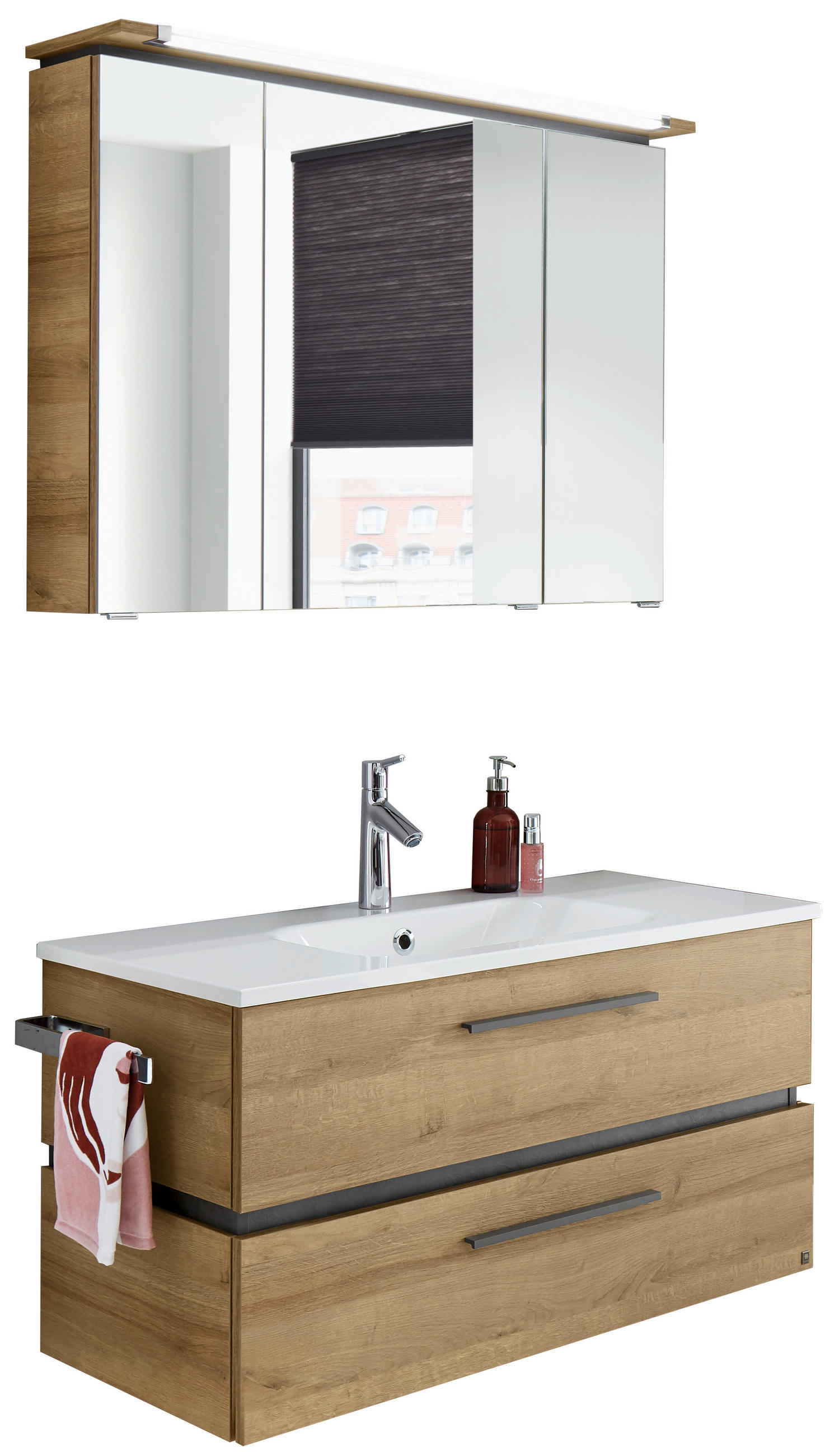 BADEZIMMER 3-teilig  in 101 cm  - Eichefarben/Weiß, Design, Glas/Holzwerkstoff (101cm) - Musterring