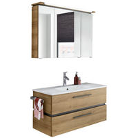 BADEZIMMER 3-teilig  in 101 cm  - Eichefarben/Weiß, Design, Glas/Holzwerkstoff (101cm) - Musterring