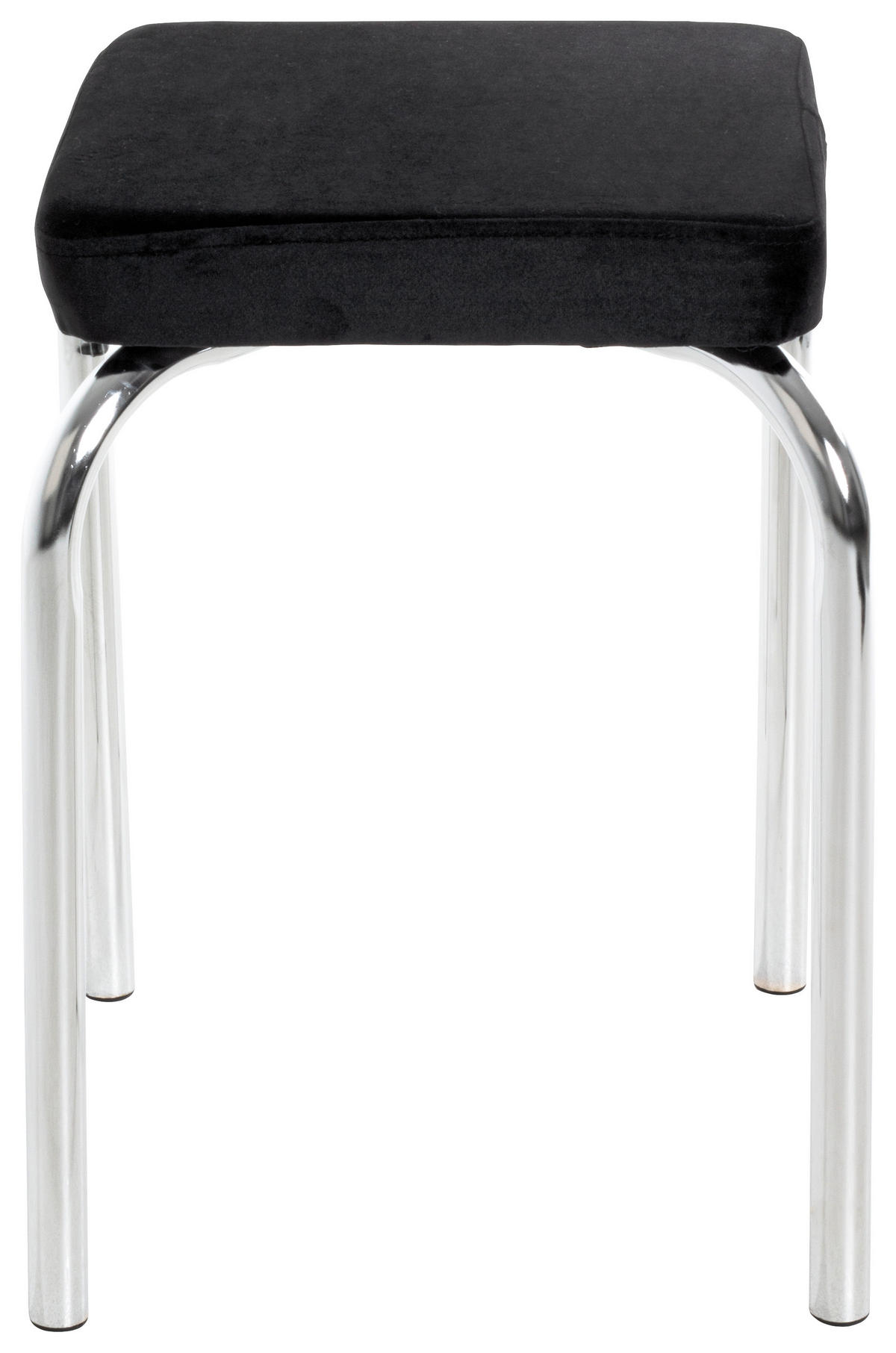 STAPELHOCKER Samt Schwarz, Chromfarben  - Chromfarben/Schwarz, KONVENTIONELL, Textil/Metall (36/49/36cm)