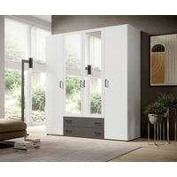 ORMAR SA KLASIČNIM VRATIMA grafitno siva, bela   - bela/crna, Konvencionalno, staklo/pločasti materijal (160,5/176/51,1cm) - Xora