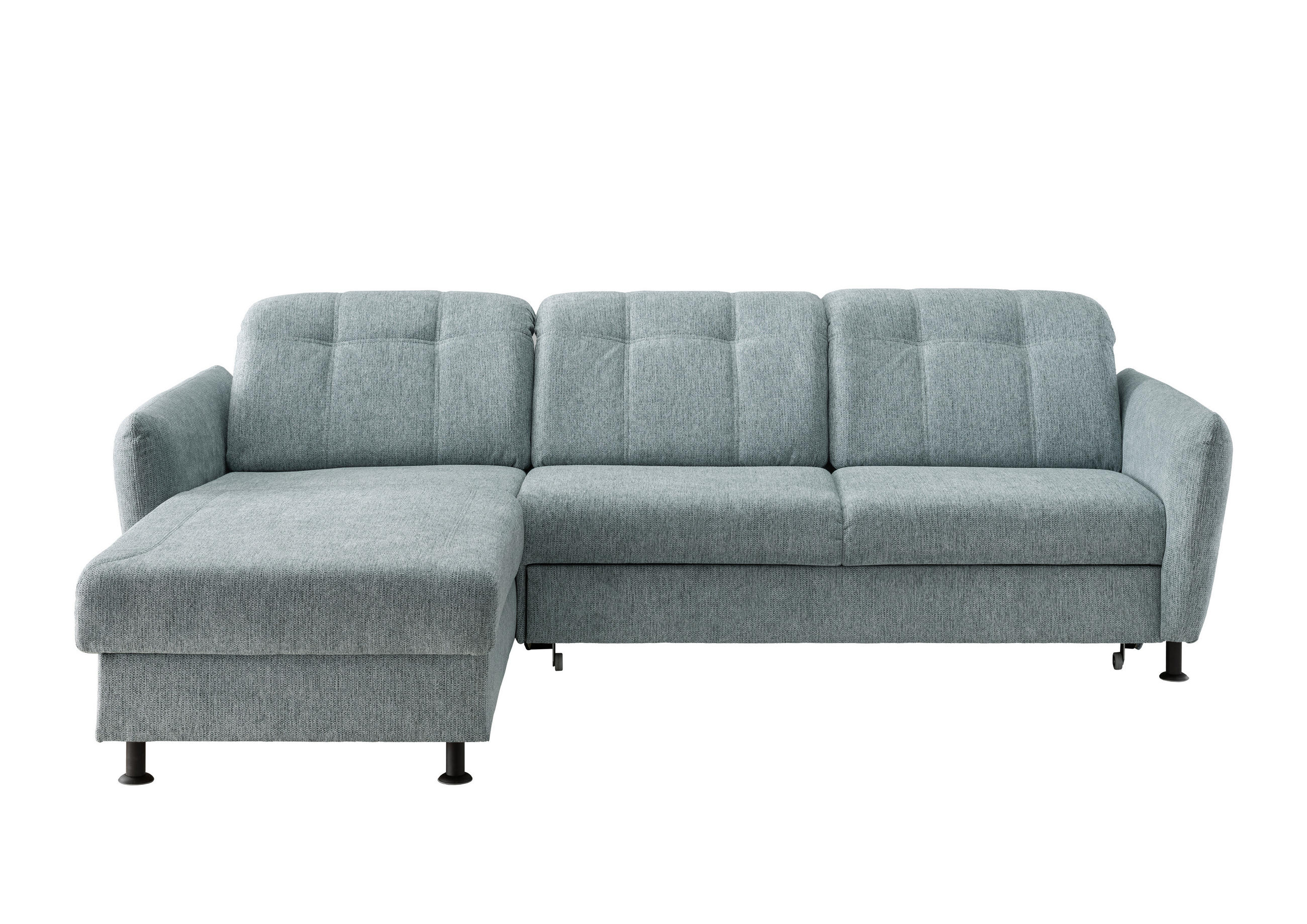 ECKSOFA in Chenille Mintgrün  - Schwarz/Mintgrün, Modern, Textil/Metall (184/267cm) - Livetastic