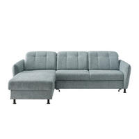 ECKSOFA in Chenille Mintgrün  - Schwarz/Mintgrün, Modern, Textil/Metall (184/267cm) - Livetastic