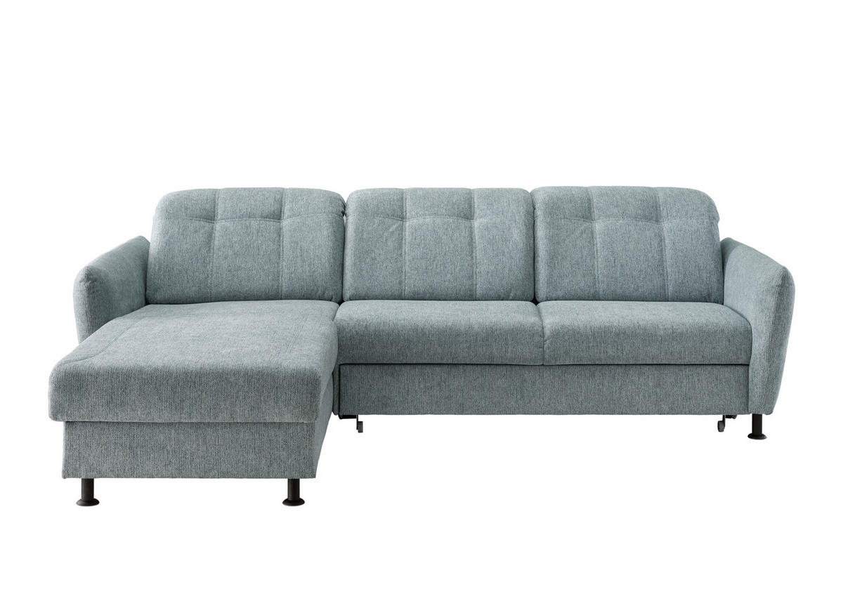 ECKSOFA in Chenille Mintgrün  - Schwarz/Mintgrün, Modern, Textil/Metall (184/267cm) - Livetastic