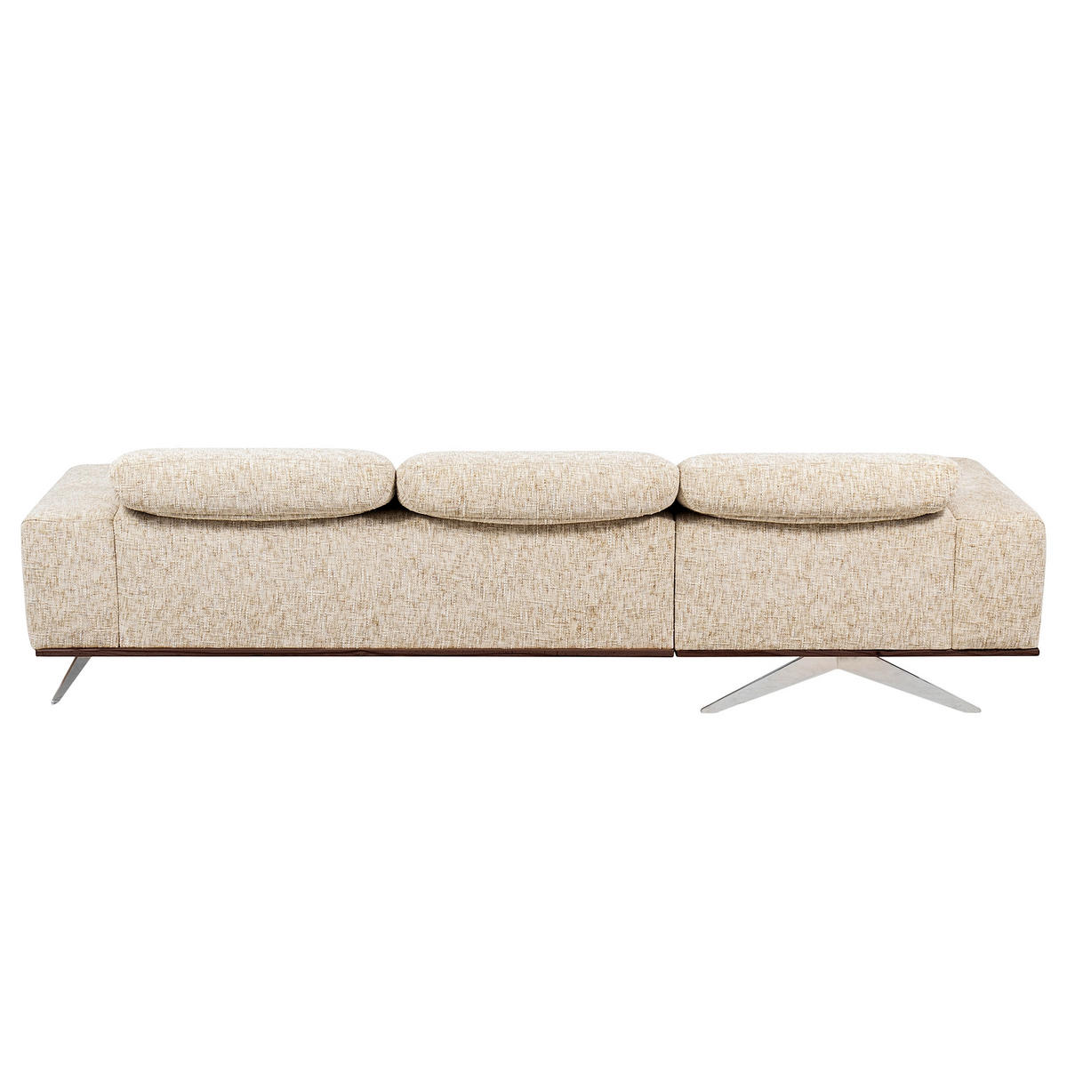 ECKSOFA PORTLAND in Struktur Beige Kopfteilverstellung  187/295 cm  - Chromfarben/Beige, Design, Holz/Textil (187/295cm) - Livetastic