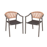GARTENSTUHL-SET Aluminium Anthrazit, Braun, Schwarz  - Anthrazit/Schwarz, MODERN, Kunststoff/Metall (57/75/60,5cm) - Gardenson