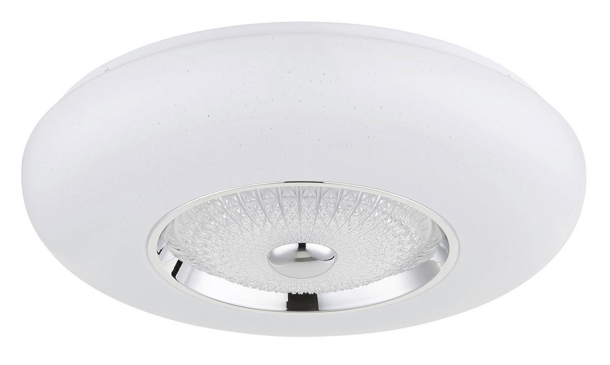 LED-DECKENLEUCHTE 48,5/11 cm   - Klar/Chromfarben, Design, Kunststoff/Metall (48,5/11cm) - Globo