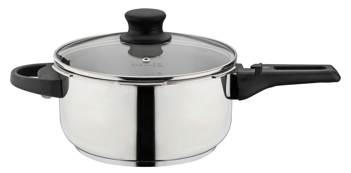 SCHNELLKOCHTOPFSET SYSTEM RAPID 6 + 4 L  - Silberfarben, Basics, Metall (22cm) - GSW