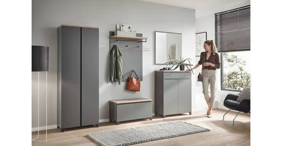 SCHUHSCHRANK Balkeneiche furniert Grau, Eichefarben  - Eichefarben/Anthrazit, Design, Holz/Holzwerkstoff (84/108/37cm) - Dieter Knoll