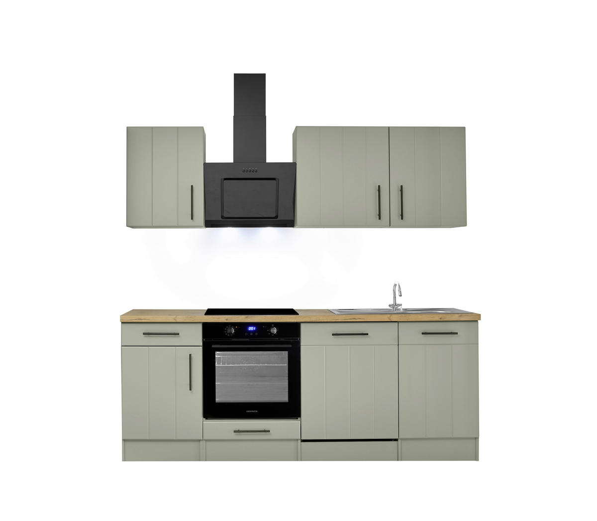 KÜCHENBLOCK 220 cm   in Wildeiche, Schilfgrün  - Schilfgrün/Wildeiche, Trend, Holzwerkstoff/Metall (220cm) - Respekta