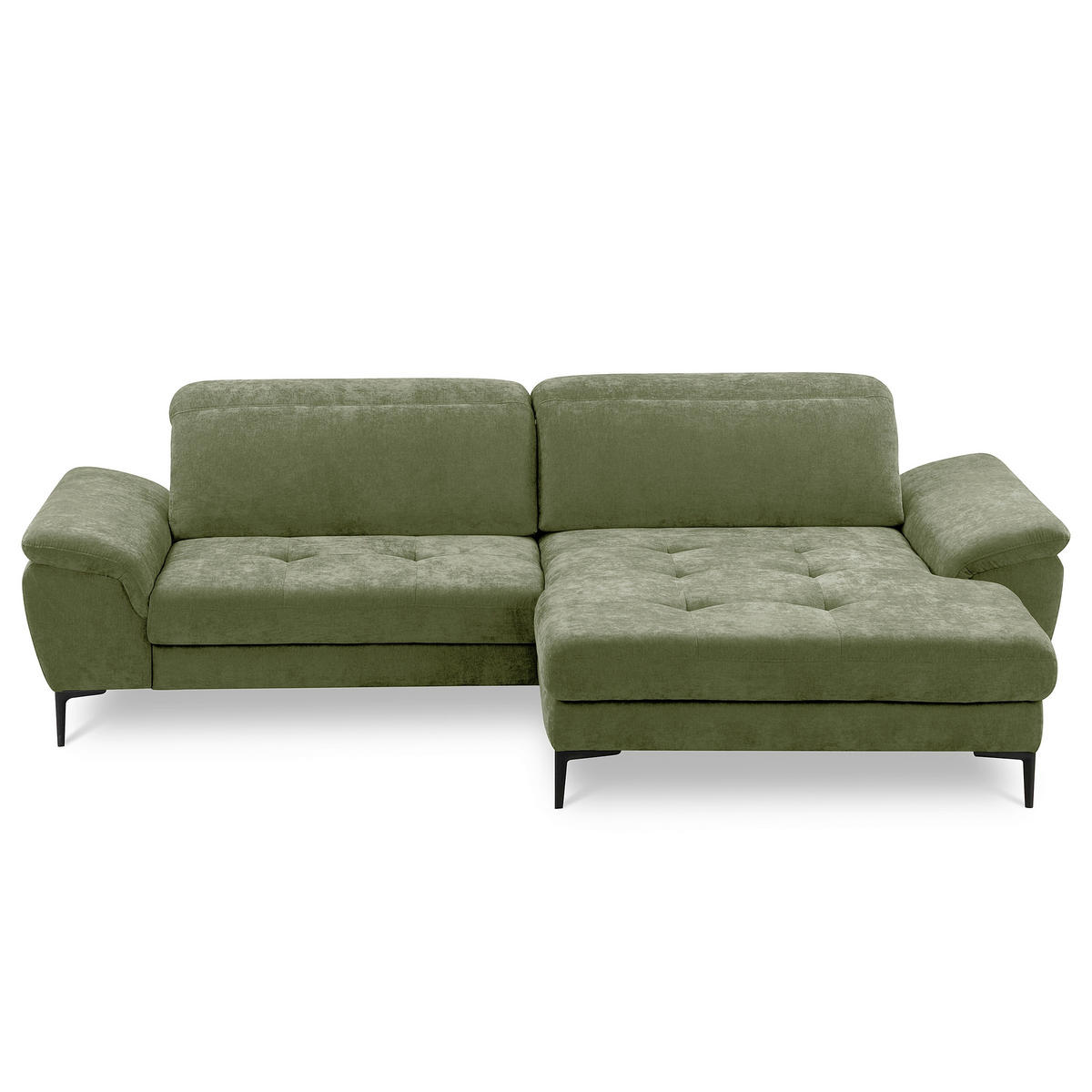ECKSOFA  Webstoff Grün  - Schwarz/Grün, Design, Textil/Metall (268/195cm) - Livetastic