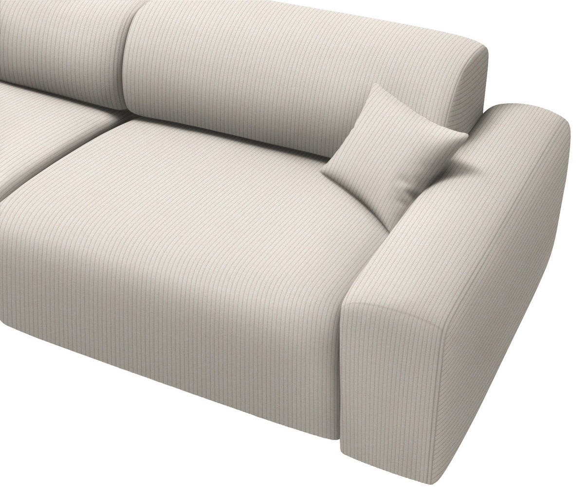 ECKSOFA in Velours, Feincord Ecru  178/292 cm  - Ecru/Schwarz, Design, Kunststoff/Textil (178/292cm) - home24