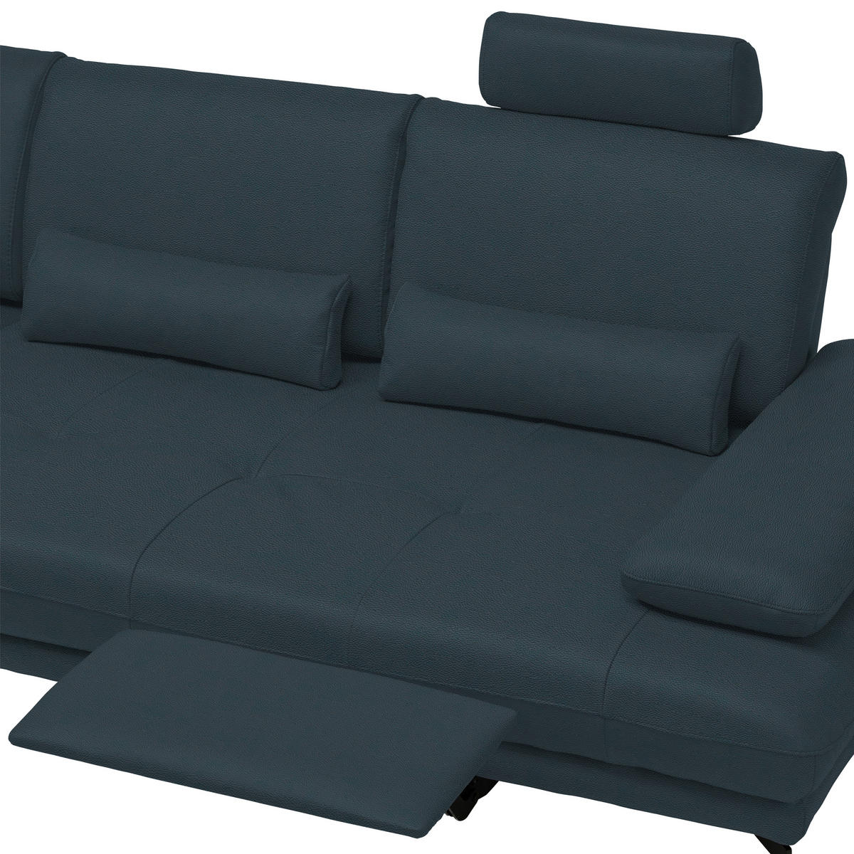 ECKSOFA in Echtleder Dunkelblau  187/273 cm  - Schwarz/Dunkelblau, Design, Leder/Metall (187/273cm) - Celina Home