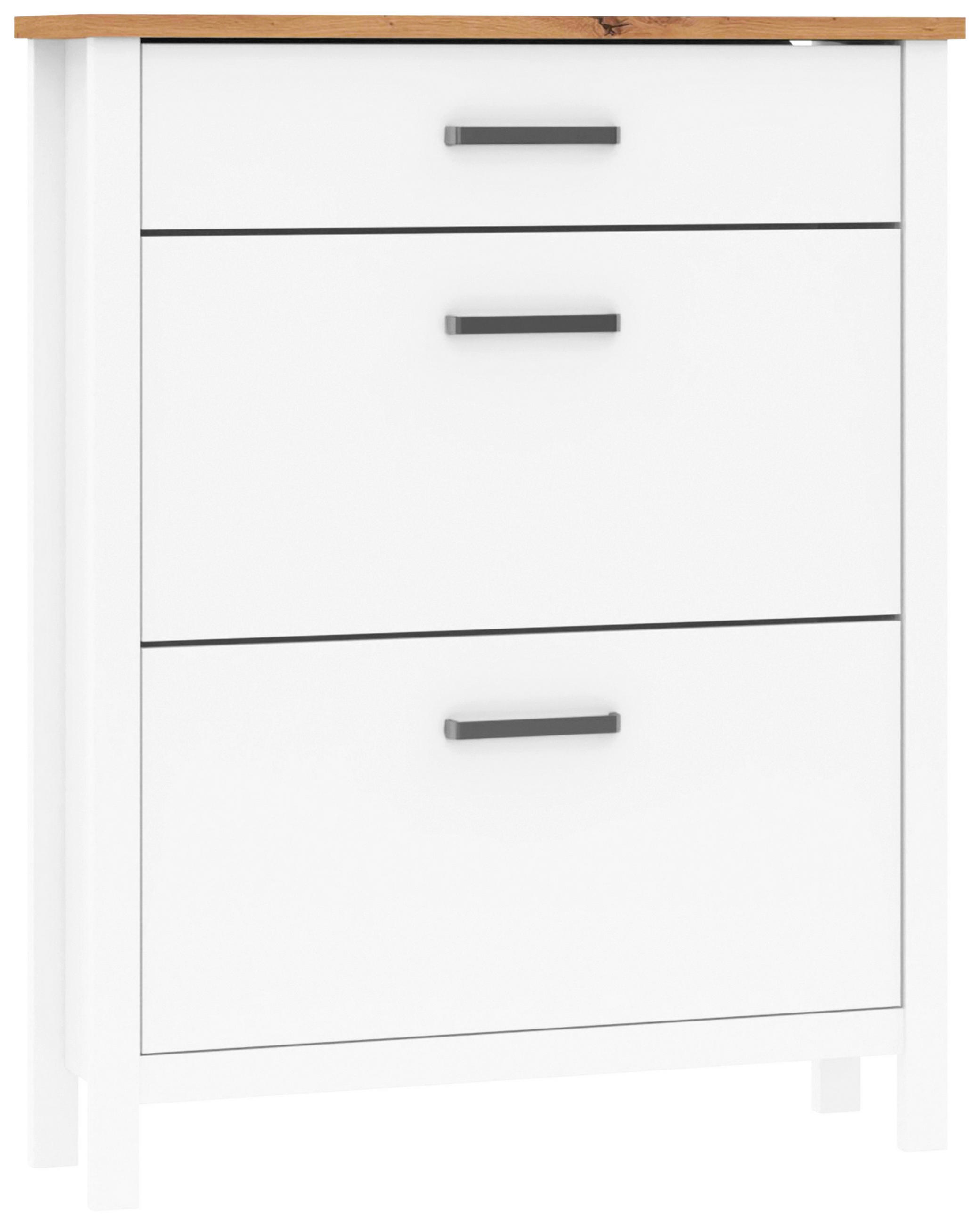 ORMARIĆ ZA OBUĆU  bijela, hrast Artisan  drvni materijal     - bijela/srebrne boje, Romantično / ladanjski, drvni materijal/metal (103/129/45cm)