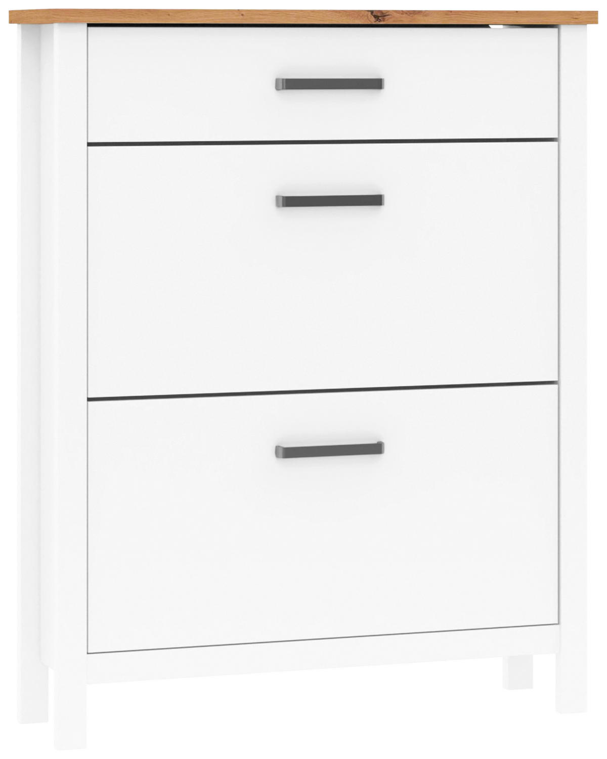 ORMARIĆ ZA OBUĆU  bijela, hrast Artisan  drvni materijal     - bijela/srebrne boje, Romantično / ladanjski, drvni materijal/metal (103/129/45cm)