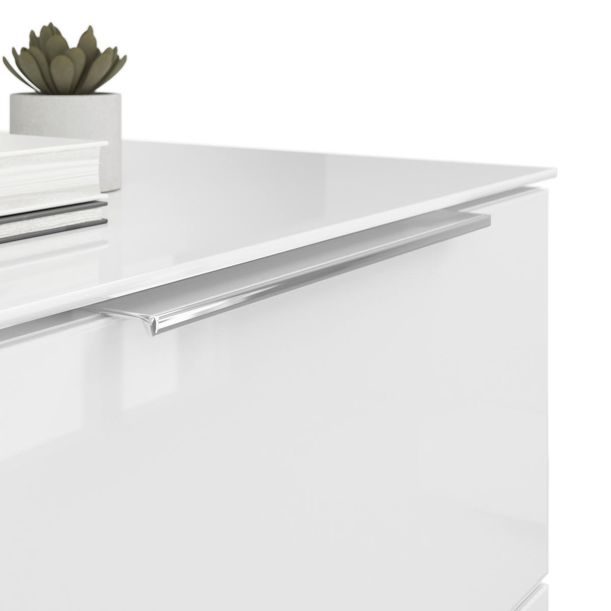 SIDEBOARD style  in 180/98,7/40 cm  - Chromfarben/Weiß Hochglanz, Basics, Glas/Holzwerkstoff (180/98,7/40cm)