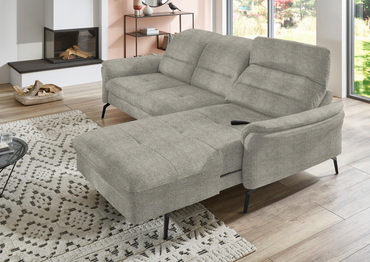 ECKSOFA in Flachgewebe Braun, Grün  - Schwarz/Braun, Konventionell, Textil/Metall (260/181cm) - Beldomo Speed