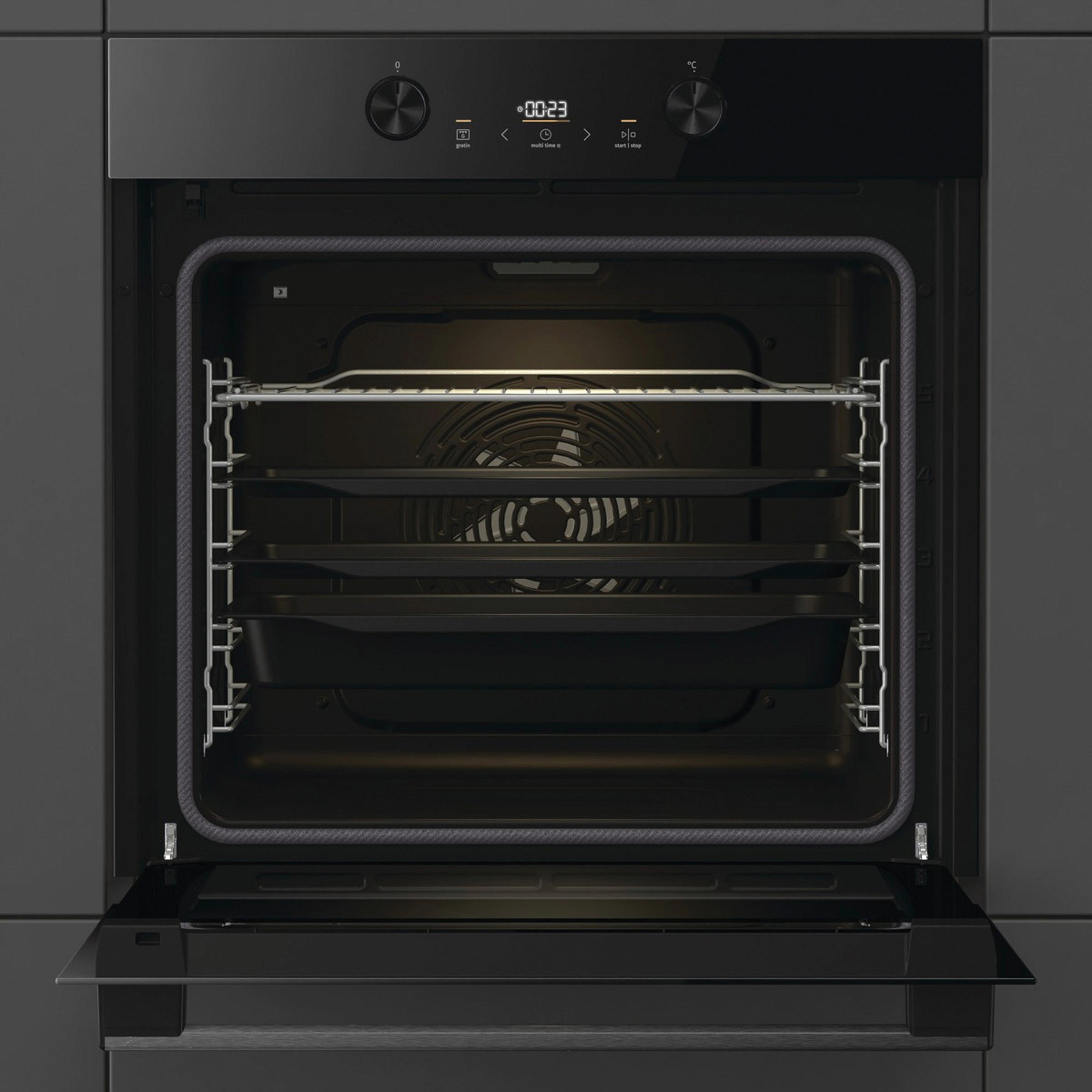 EINBAUBACKOFEN BPS6737E04DBG  - Schwarz, Basics, Glas/Metall (59,5/59,5/56,4cm) - Gorenje