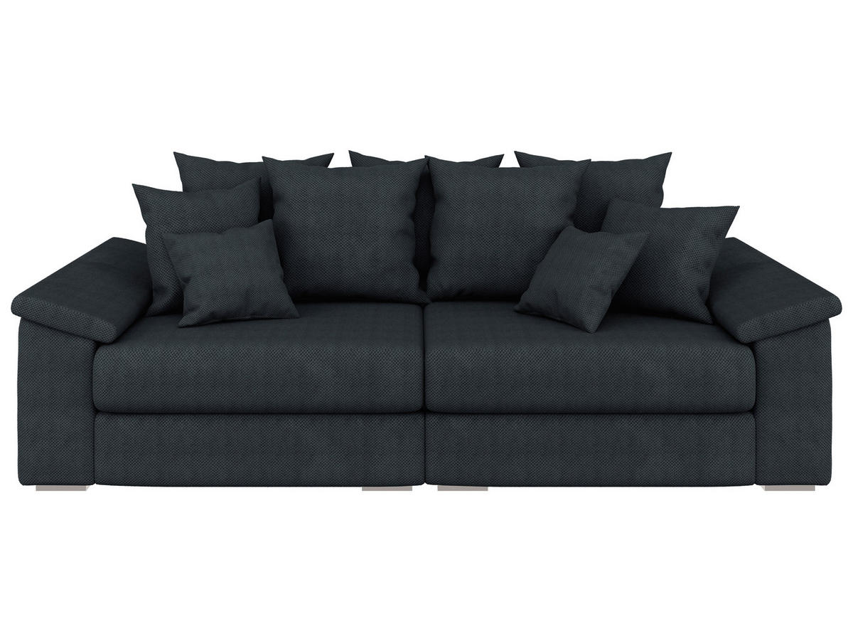BIGSOFA TERMINI Velours, Webstoff Schwarz  - Beige/Schwarz, Design, Holz/Textil (260/98/123cm) - MID.YOU
