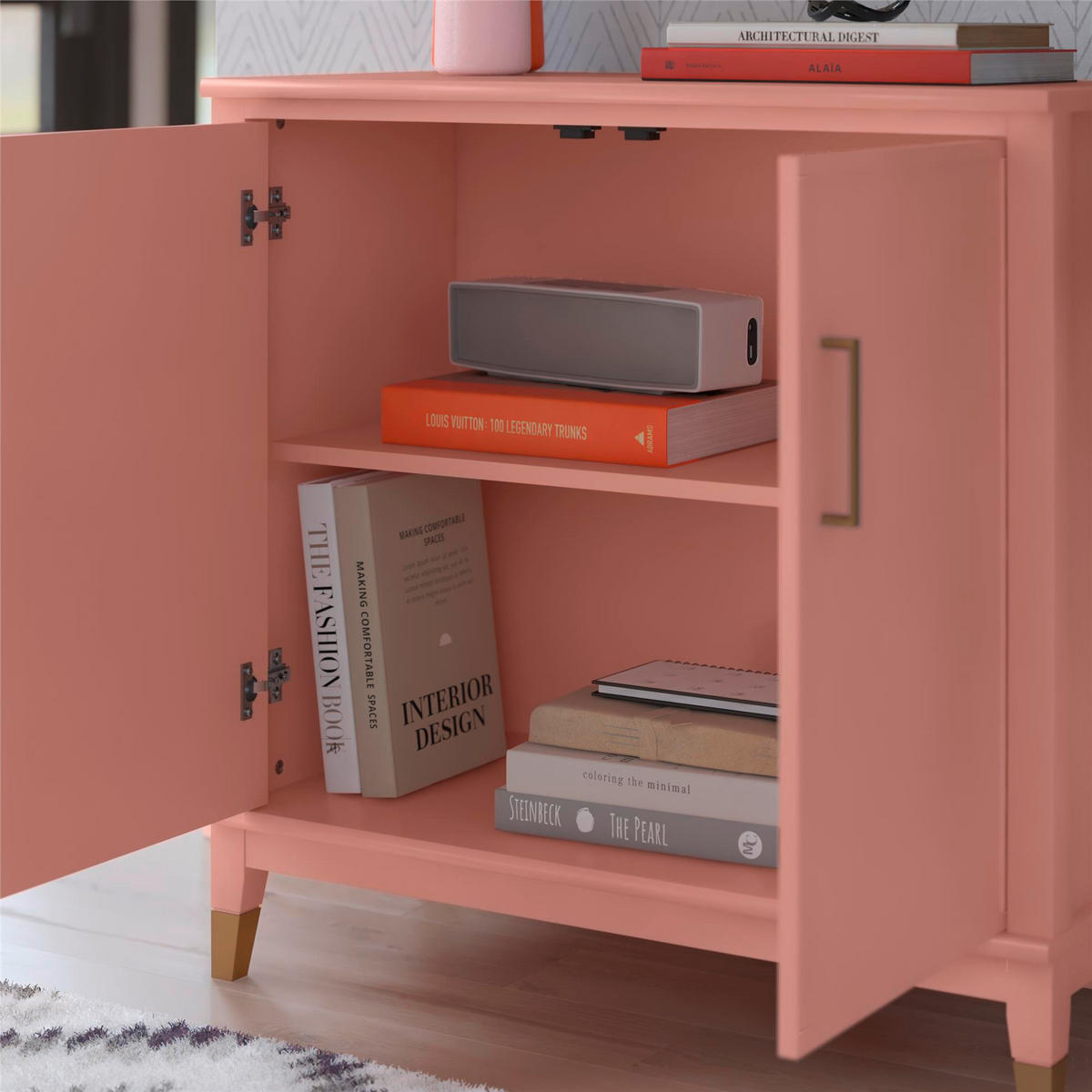 HIGHBOARD Westerleigh  in 86/85/41 cm  - Hellrosa/Goldfarben, Design, Holzwerkstoff/Metall (86/85/41cm) - MID.YOU