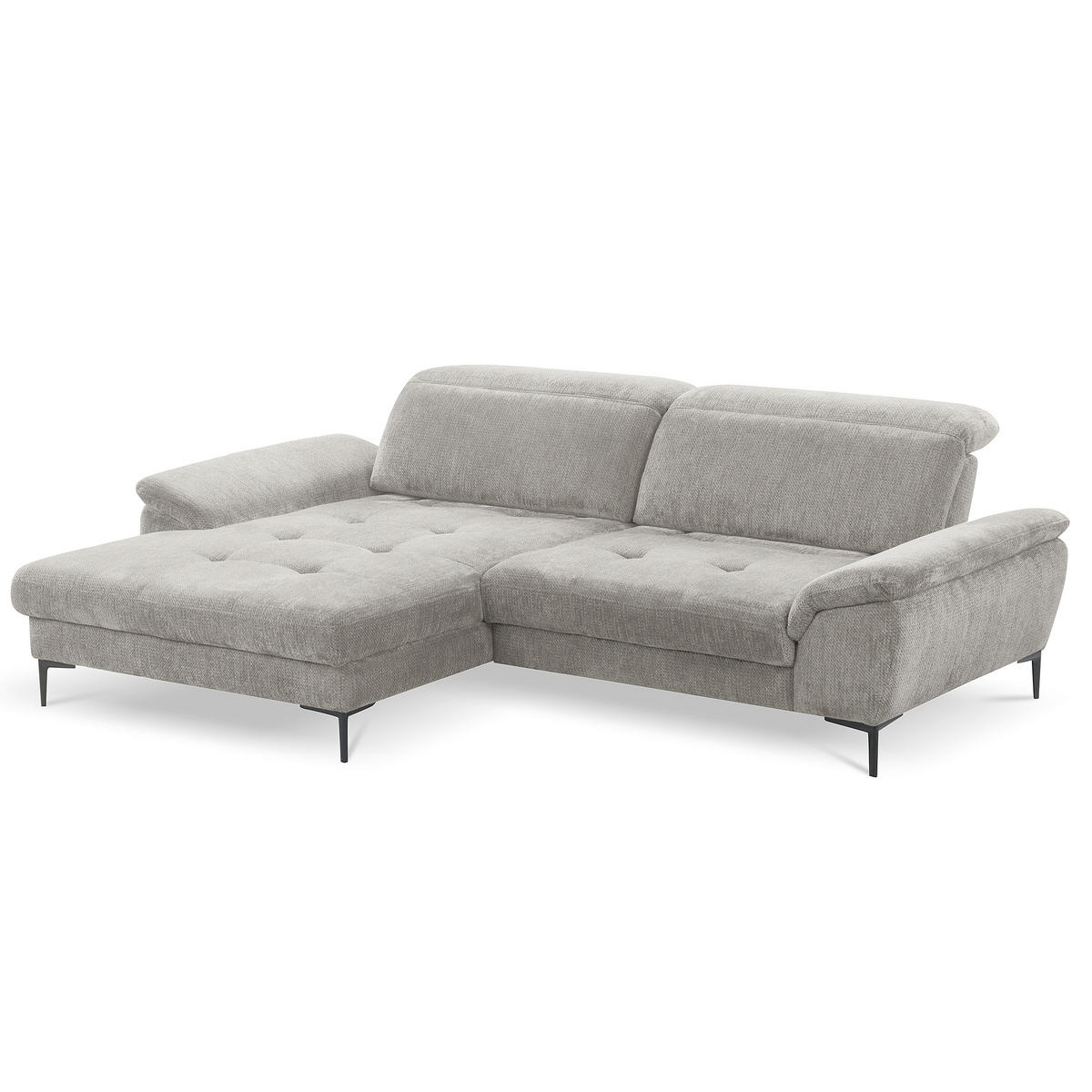 ECKSOFA  Webstoff Grau  - Schwarz/Grau, Design, Textil/Metall (195/268cm) - Livetastic