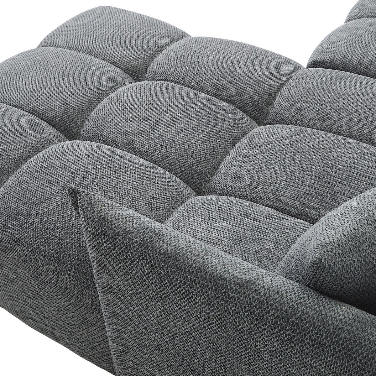 ECKSOFA Grau Plüsch Zierkissen, Rückenkissen, Bettkasten, Schlaffunktion, Rücken echt, Liegefläche im Originalstoff  - Schwarz/Grau, KONVENTIONELL, Kunststoff/Textil (253/192cm) - Carryhome
