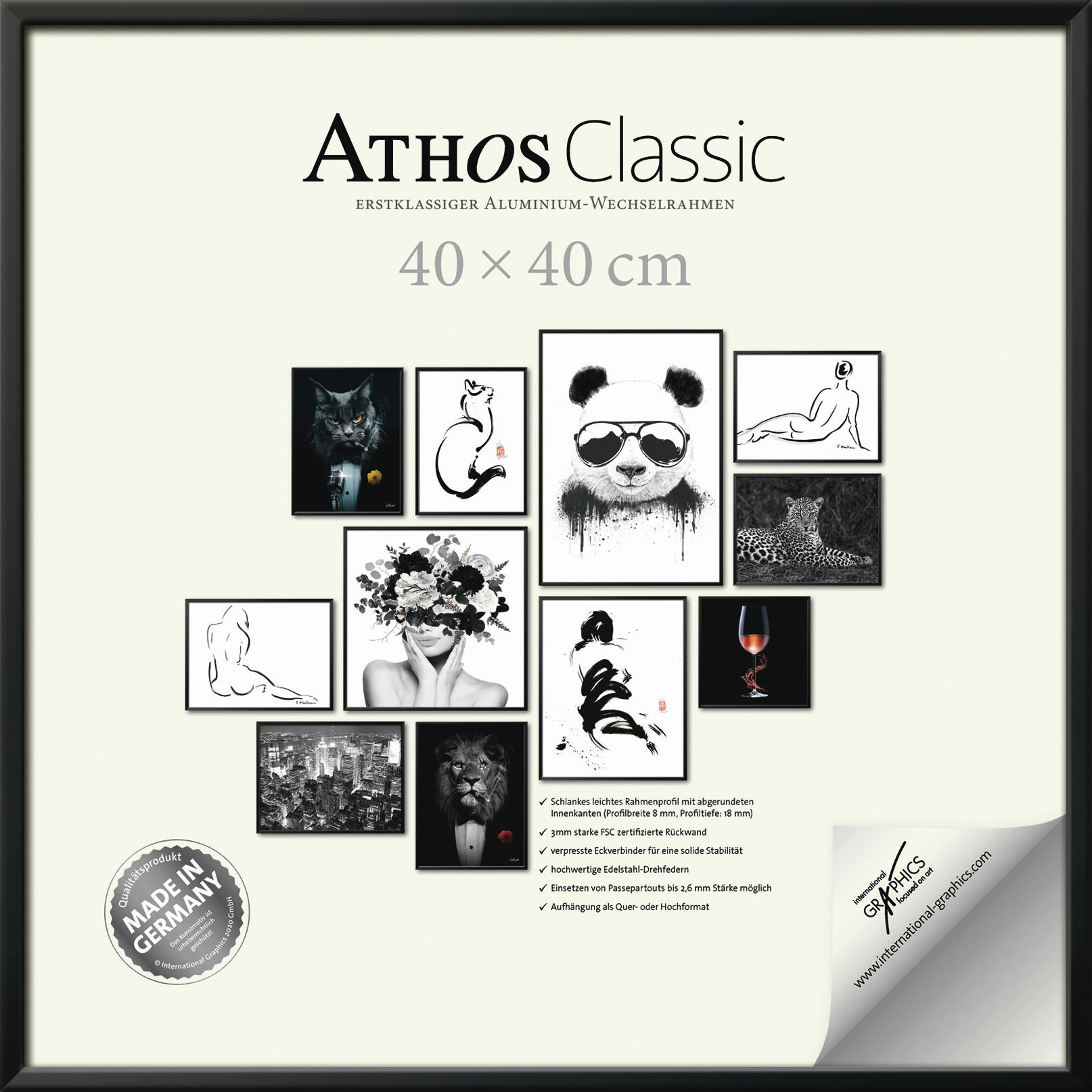 BILDERRAHMEN - Schwarz, Basics, Papier/Holzwerkstoff (40/40/1,8cm)