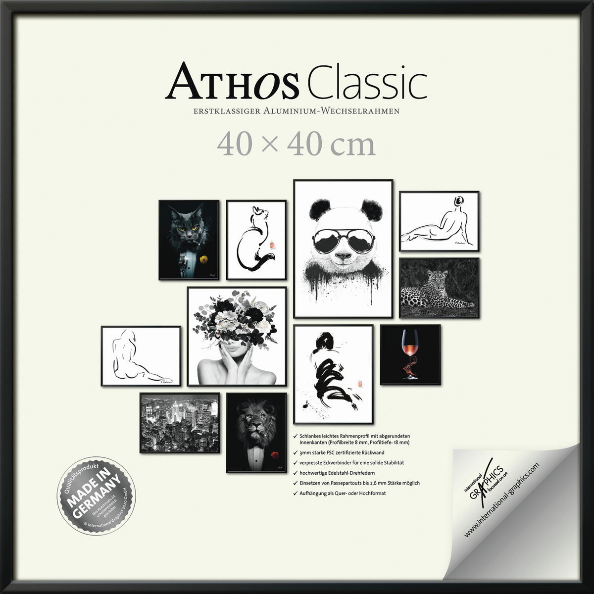BILDERRAHMEN - Schwarz, Basics, Papier/Holzwerkstoff (40/40/1,8cm)
