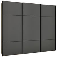  SCHWEBETÜRENSCHRANK 3-türig  - Schwarz/Grau, Design, Glas/Holzwerkstoff (249/222cm) - Moderano