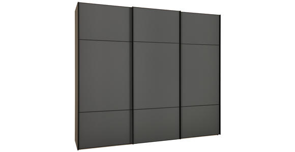 SCHWEBETÜRENSCHRANK  in Grau  - Schwarz/Grau, Design, Glas/Holzwerkstoff (249/222cm) - Moderano