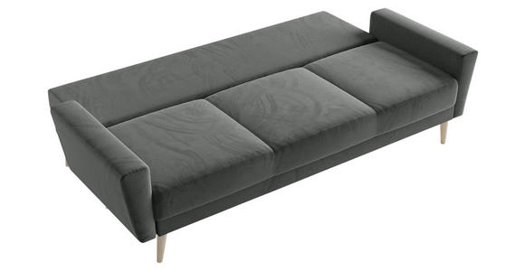 SCHLAFSOFA Samt Grau  - Buchefarben/Grau, KONVENTIONELL, Holz/Textil (225/91/99cm) - Carryhome