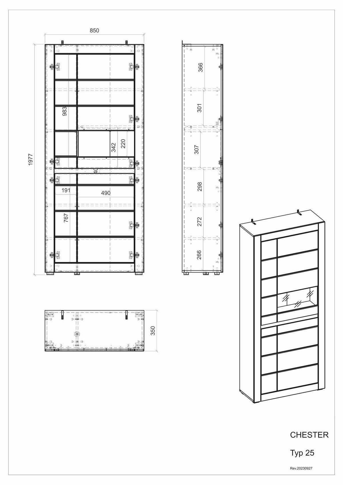 VITRINE  in Weiß, Eichefarben - Eichefarben/Weiß, Design, Holzwerkstoff (85/198/35cm) - MID.YOU