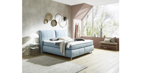 BOXSPRINGBETT 200/200 cm  in Blau  - Blau/Edelstahlfarben, KONVENTIONELL, Textil (200/200cm) - Dieter Knoll